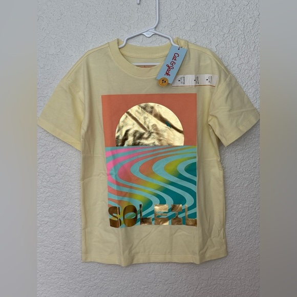 Cat & Jack Other - Cat & Jack Kids yellow “SOLEIL” gold foil finish t-shirt NWT
